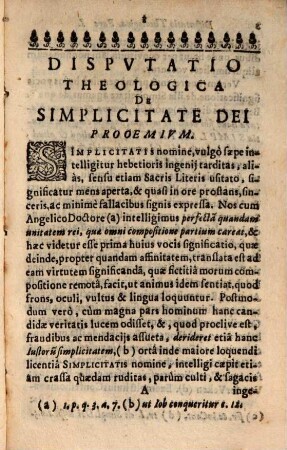Dispvtatio Theologica De Simplicitate Dei