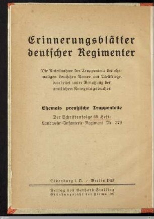 Landwehr-Infanterie-Regiment Nr. 379 : nach den dienstlichen Kriegstagebüchern