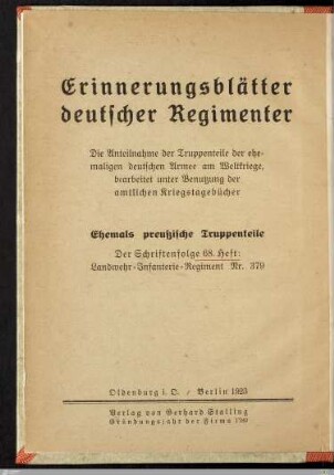 Landwehr-Infanterie-Regiment Nr. 379 : nach den dienstlichen Kriegstagebüchern