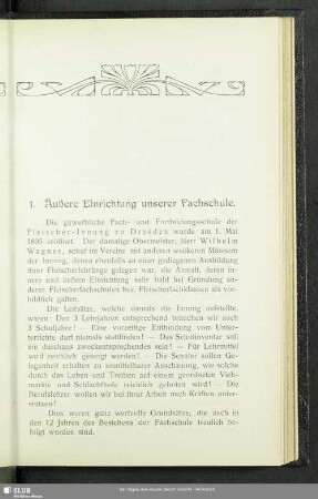 1. Äußere Einrichtung unserer Fachschule