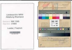 Entnazifizierung Friedrich Lueder , geb. 01.10.1899 (Zugfuehrer)