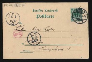 Postkarte an La Mara : 05.08.1890