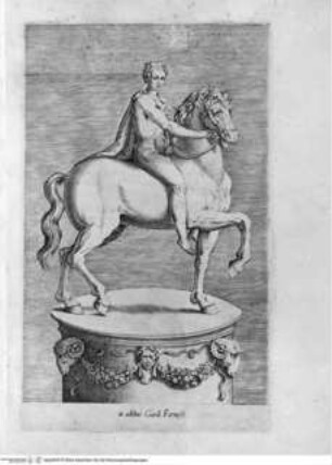 Antiquarum statuarum urbis Romae, quae in publicis privatisque locis visuntur, icones. Romae. Ex typis Laurentii Vaccarii... MDLXXXIIII., Tafel [4]: in aedibus Card. Farnesii (nach der Antike)
