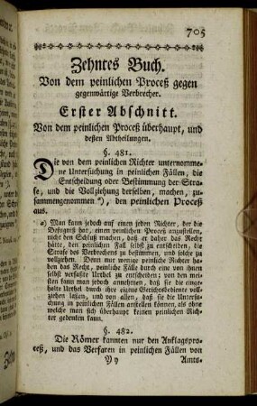Zehntes Buch. Von dem peinlichen Proceß gegen gegenwärtige Verbrecher.