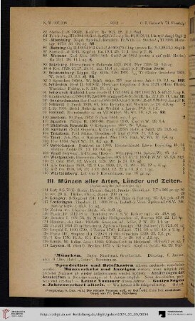 III. Münzen aller Arten, Länder und Zeiten (Nr. 114-127)