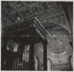 Rom, Basilika Santa Maria Maggiore, Blick zur Decke, Mosaik in der Apsis, Marienkrönung