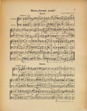Missa Sursum corda : für 4stimmigen Männerchor ; op. 9