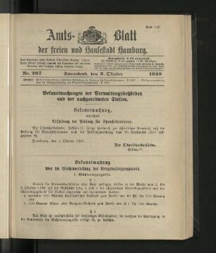 No. 207, 2. Oktober 1920