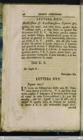 Lettera XXIV. Illustrissimo & Eccellentisimo Signore &c.
