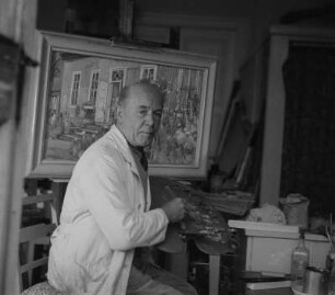 Porträt des Malers Karl Kröner in seinem Atelier