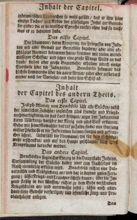 Inhalt der Capitel des andern Theils.