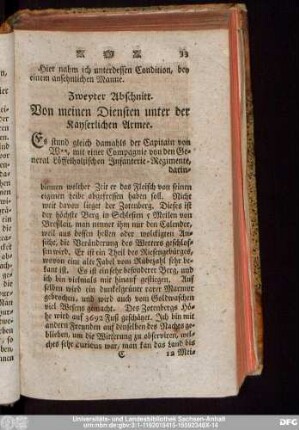 Zweyter Abschnitt. Von meinen Diensten unter der Kayserlichen Armee.