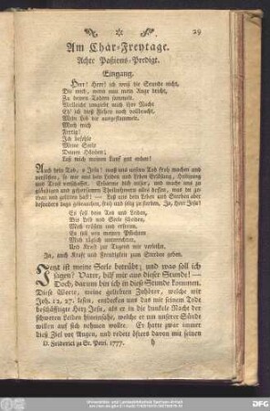 Am Char-Freytage. Achte Paßions-Predigt.