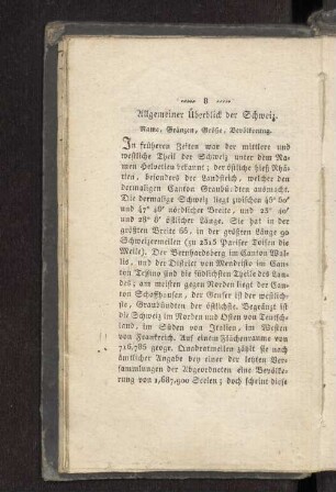 Allgemeiner Überblick der Schweiz.
