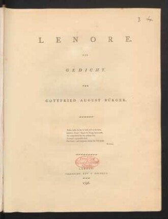 Lenore : Ein Gedicht