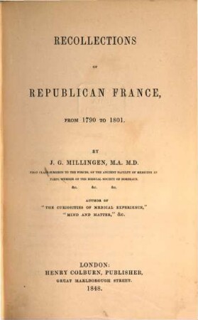 Recollections of Republican France from 1790 to 1801