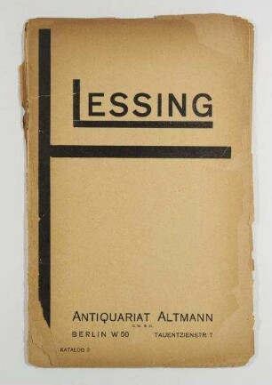 Katalog 3 "Lessing" des Antiquariat Altmann