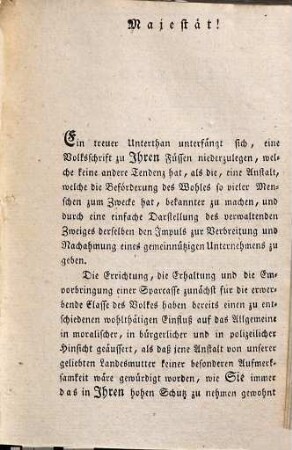 Die Sparcasse : eine faßliche Darstellung des Zweckes, der Vortheile fur das Allgemeine, und der Einrichtung einer Sparcasse-Anstalt, mit Rücksicht auf die erste österreichische Anstalt dieser Art ; für das Volk und dessen nähere Vorsteher