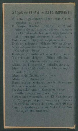 Obras de venta en esta imprenta