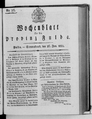 Nr. 26, Ausgabe vom 26. Juni 1830
