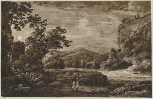 Flußlandschaft im Mondschein