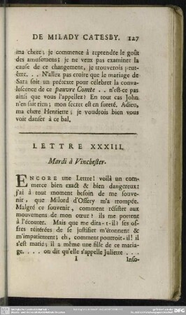 Lettre XXXIII. Mardi à Vinchester