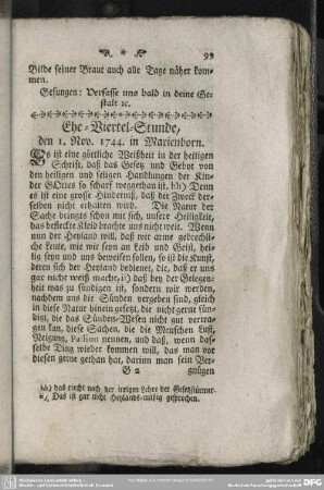 Ehe-Viertel-Stunde, den 1. Nov. 1744. in Marienborn