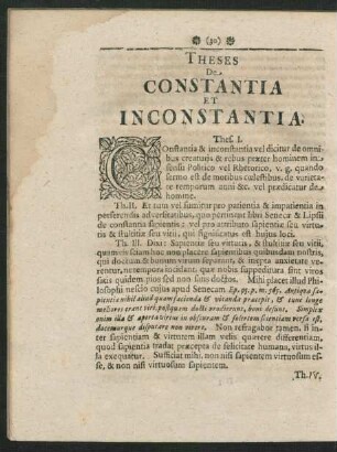 Theses De Constantia Et Inconstantia.