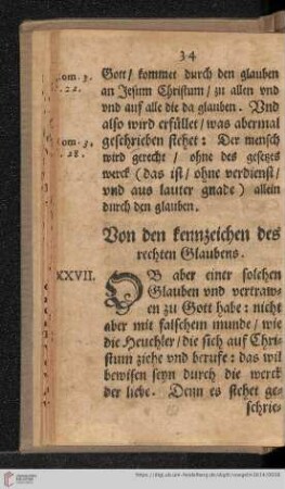 Von den kennzeichen des rechten Glaubens