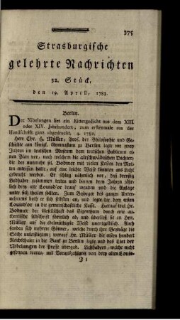 32. Stück, den 19. Aprill, 1783.