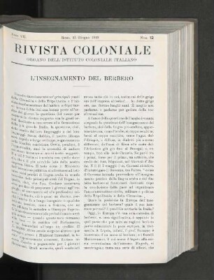 L'Insegnamento Del Berbero.