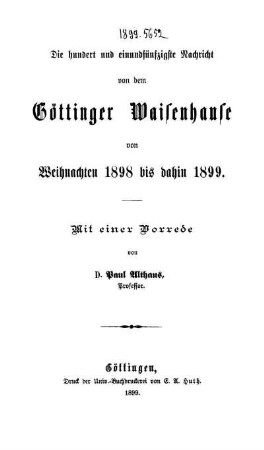151: Nachricht von dem Göttinger Waisenhause