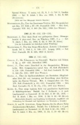 Nachträge zur Literatur von 1903
