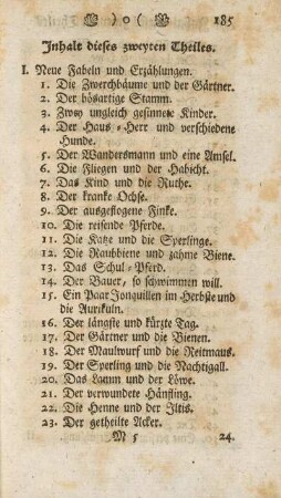 Inhalt dieses zweyten Theiles.