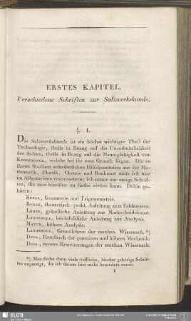 Erstes Kapitel. Verschiedene Schriften zur Salzwerkskunde