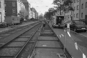 Auswechslung der Straßenbahngleise in der Moltkestraße zwischen Hertzstraße und Kussmaulstraße