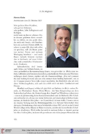 Hanno Kube : Antrittsrede vom 23. Oktober 2021
