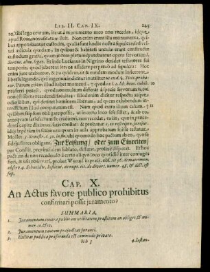 Cap. X. An Actus favore publico prohibitus confirmari possit iuramento?