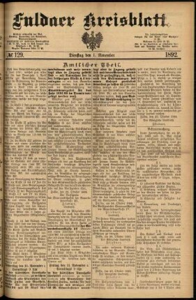 Ausgabe vom Dienstag, den 01. November 1892.