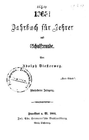15: Jahrbuch für Lehrer und Schulfreunde - 15.1865