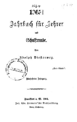 15: Jahrbuch für Lehrer und Schulfreunde - 15.1865