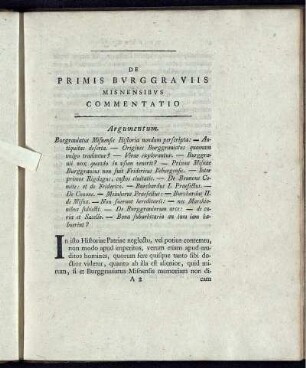 De Primis Burggraviis Misnensibus Commentatio