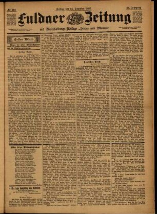 Erste Ausgabe vom Freitag, den 24. Dezember 1897.