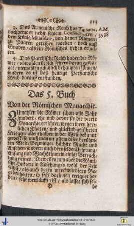 Das 5. Buch. Von der Römischen Monarchie.