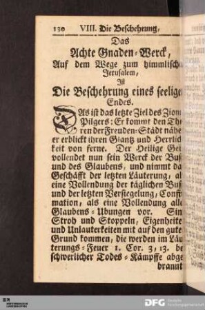 VIII. Die Beschehrung eines seeligen Endes.