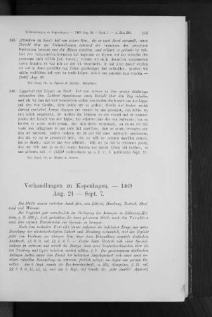 Verhandlungen zu Kopenhagen. - 1469 Aug. 24 - Sept. 7.