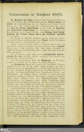 Vorkommnisse im Schuljahre 1894/95