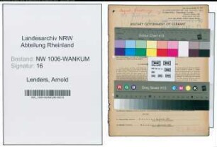 Entnazifizierung Arnold Lenders , geb. 20.11.1900 (Landwirt)