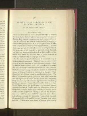 Australasian Federation and Federal Defence.