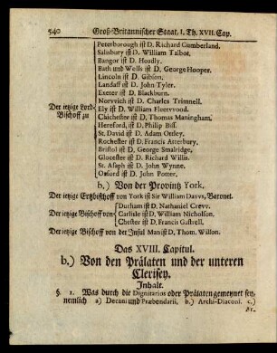 Das XVIII. Capitul.